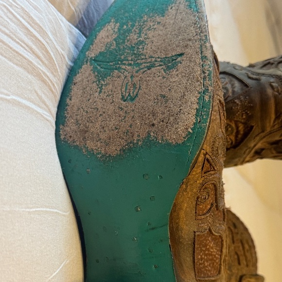 Women's Brown Embossed Ankle Boots - Picture 5 of 8